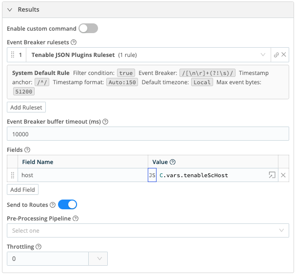 Results overview for tenable_sc_plugin