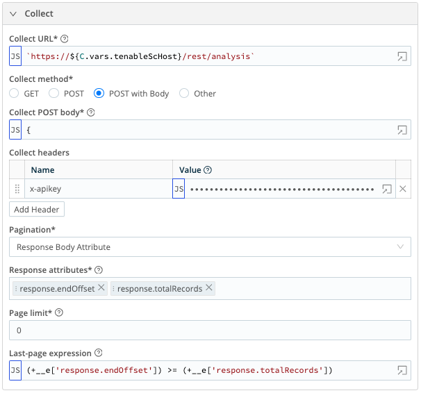 Collector overview for tenable_sc_vuln