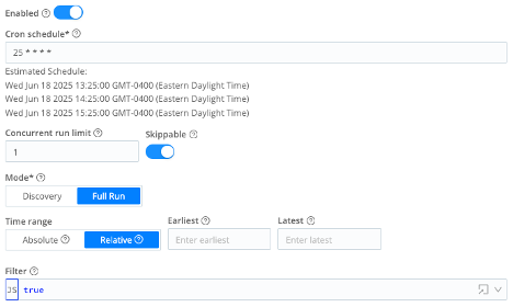 Schedule for tenable_sc_vuln